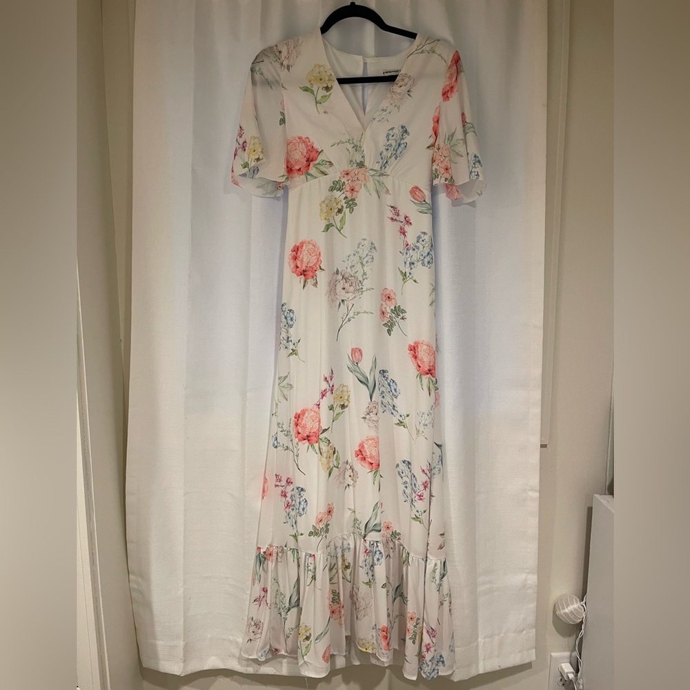 ASOS white flora maxi dress